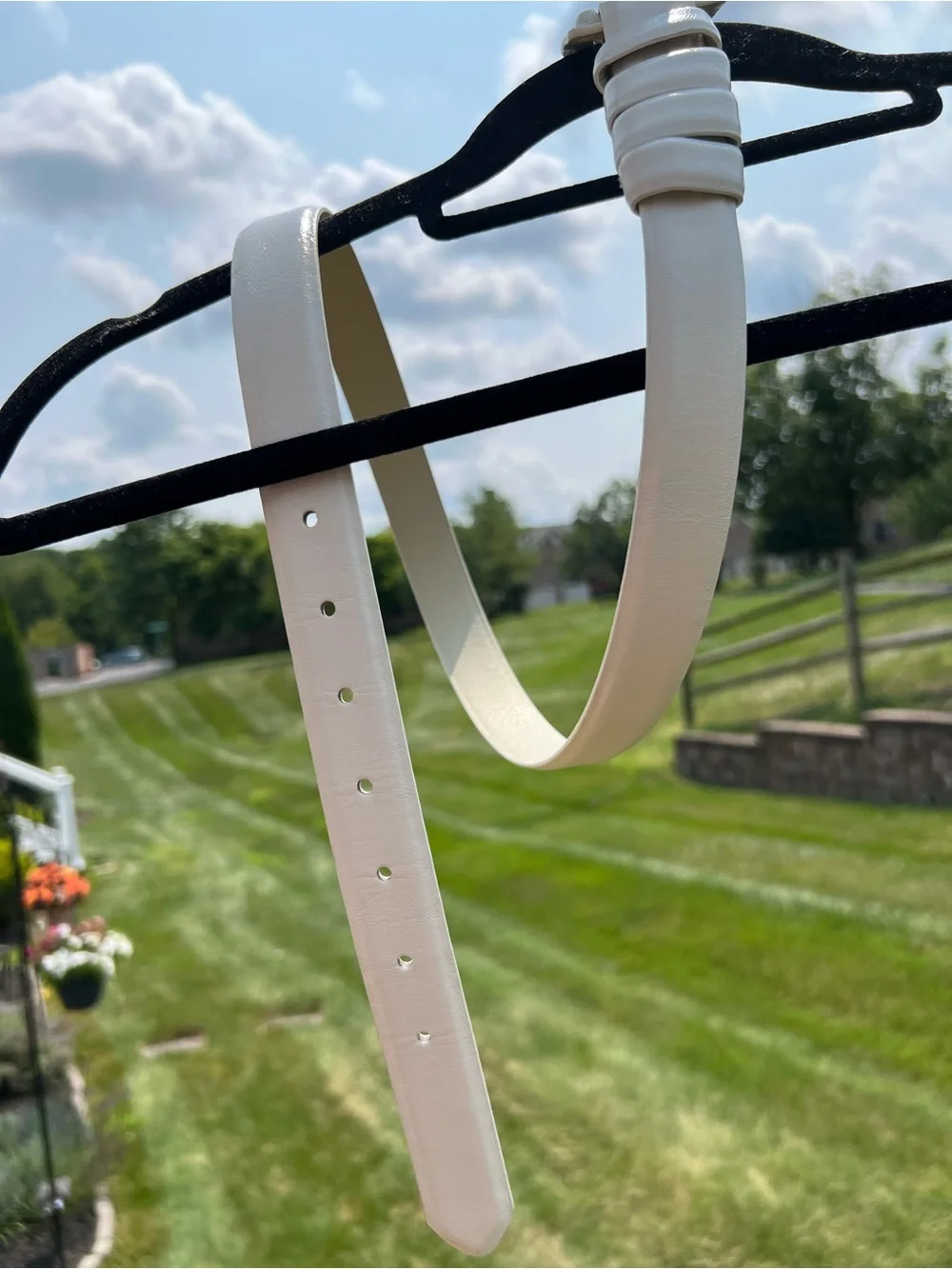 Classic Women's White Leather Belt - Minimal Buckle